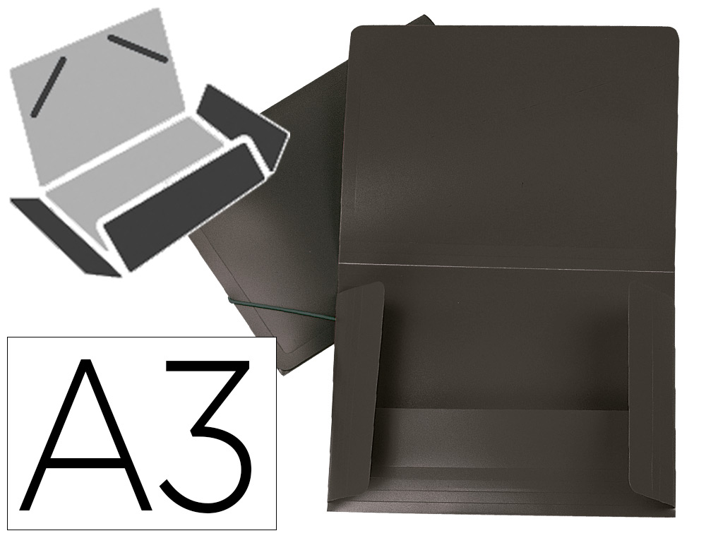 PASTA LIDERPAPEL PORTADOCUMENTOS ABAS POLIPROPILENO DIN A3 PRETO OPACO LOMBADA FLEXIVEL