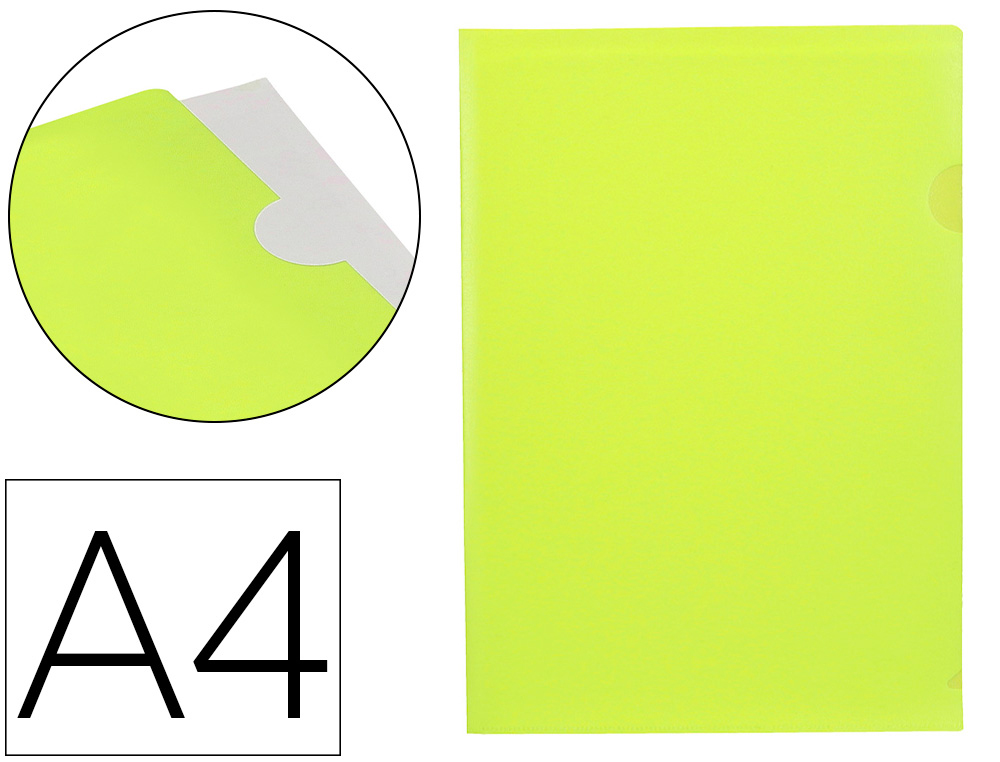 BOLSA DOSSIER LIDERPAPEL DIN A4 POLIPROPILENO AMARELO FLUOR OPACO 20 FOLHAS