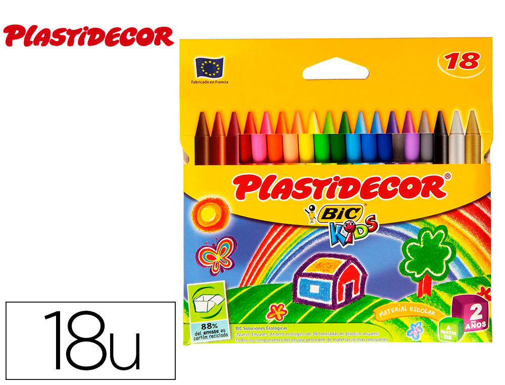 LAPIS DE CERA PLASTIDECOR COM 18 LAPIS