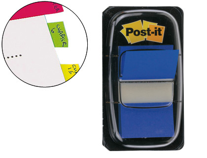 BANDAS SEPARADORAS POST-IT INDEX 3M, 25,4X43,1 MM AZUL DISPENSADOR DE 50 UNIDADES