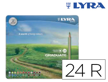 LAPIS DE CORES LYRA GRADUATE CAIXA METALICA DE 24 CORES SORTIDAS