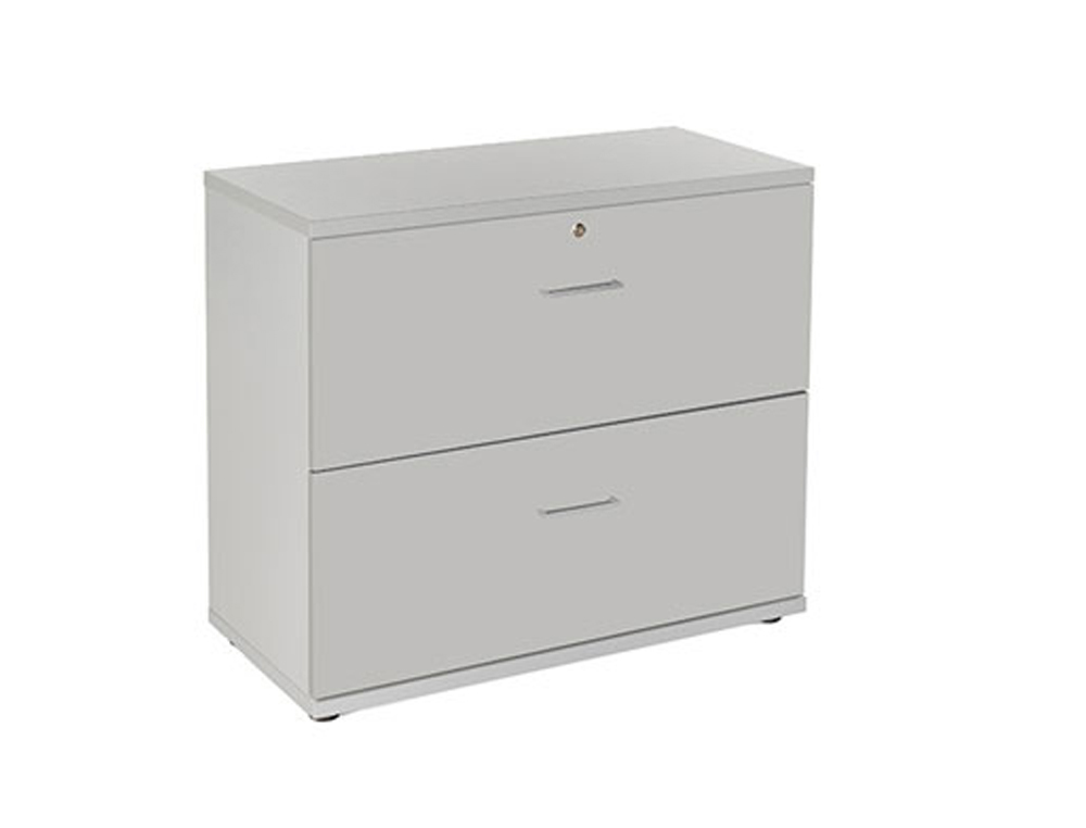 ARMARIO ROCADA COM DOIS GAVETAS SERIE STORE 78X90X45 CM ACABAMENTO AB02 ALUMINIO/CINZA