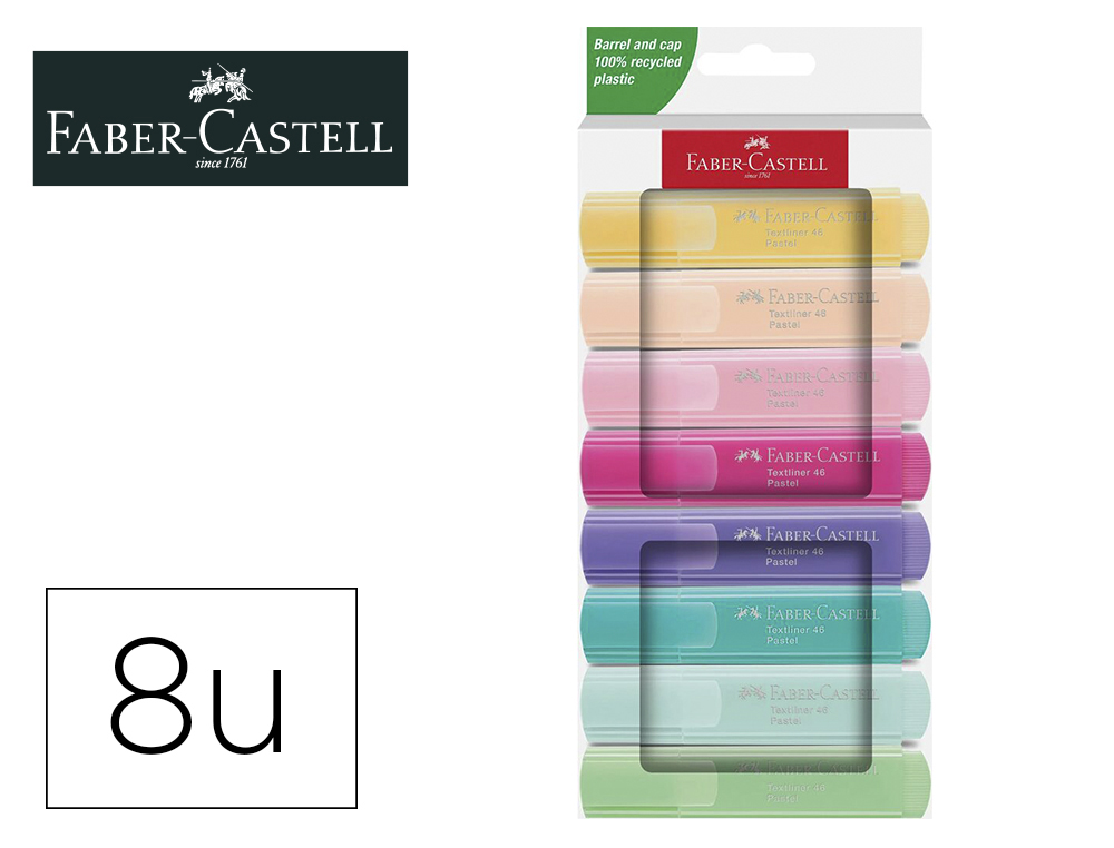 MARCADOR FABER FLUORESCENTE 1546 COR PASTEL ESTOJO 8 UNIDADES SORTIDAS