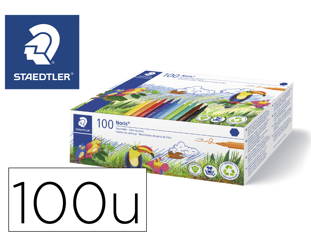MARCADOR STAEDTLER NORIS CLUB CAIXA DE 100 UNIDADES SORTIDAS 10 X COR