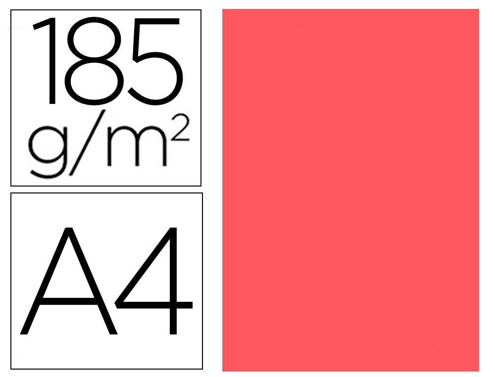 CARTOLINA GUARRO DIN A4 CORAL 185 GR PACK DE 50 FOLHAS