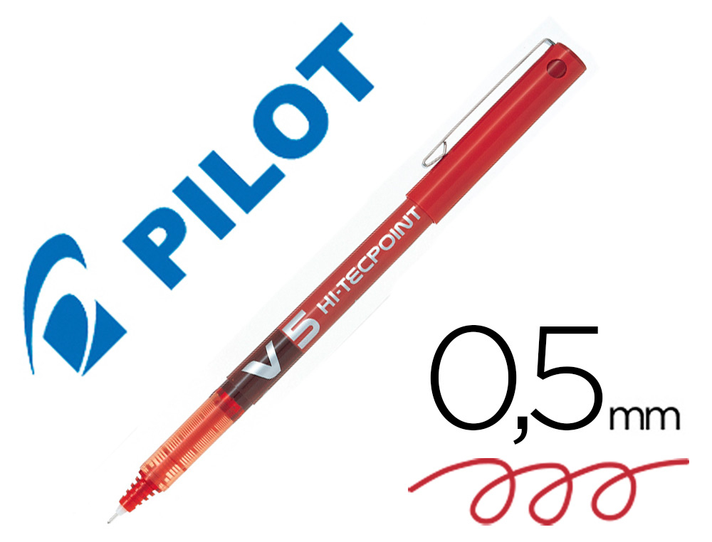 MARCADOR PILOT PONTA FINA V-5 VERMELHO 0.5 MM