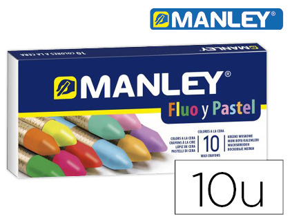 LAPIS DE CERA MANLEY FLUOR E PASTEL CAIXA DE 10 CORES SORTIDAS