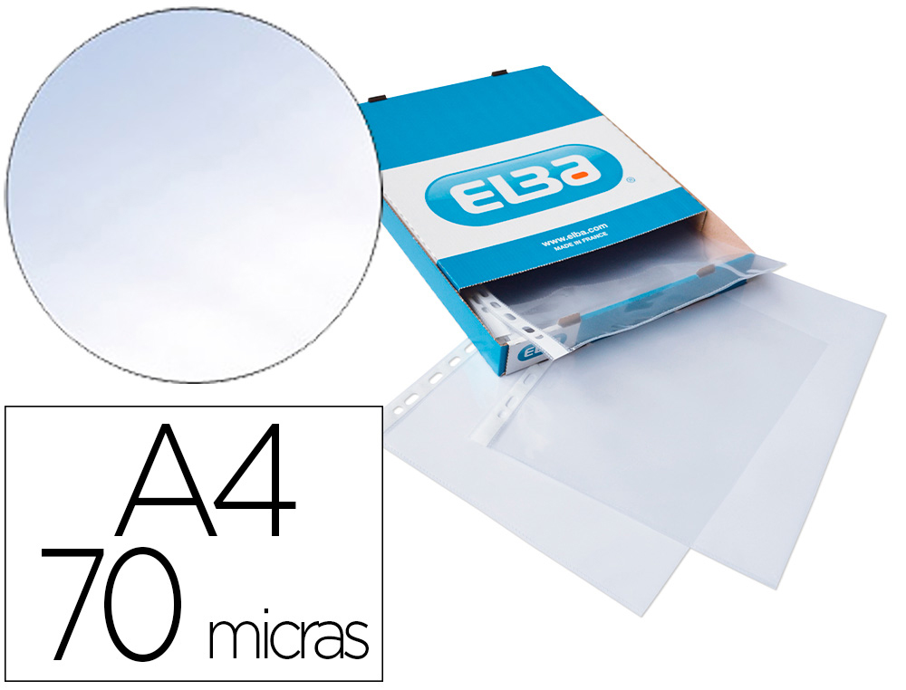 BOLSA CATALOGO/MICA ELBA STANDARD DIN A4 70 MICRONS CRISTAL CAIXA DE 100 UNIDADES