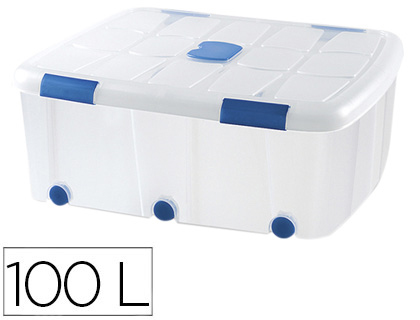 CAIXA DE ARMAZENAGEM PLASTICFORTE 100 LITROS Nº 15 TRANSPARENTE COM TAMPA 330X800X600 MM