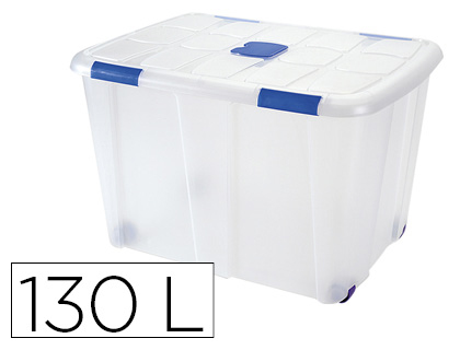 CAIXA DE ARMAZENAGEM PLASTICFORTE 130 LITROS Nº 16 TRANSPARENTE COM TAMPA 480X740X540 MM