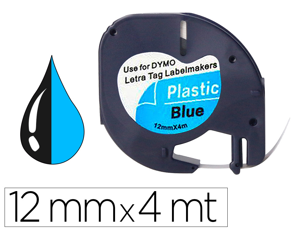 FITA Q-CONNECT 12MM X 4MT PRETA-ULTRA AZUL PARA MAQUINA LETRATAG