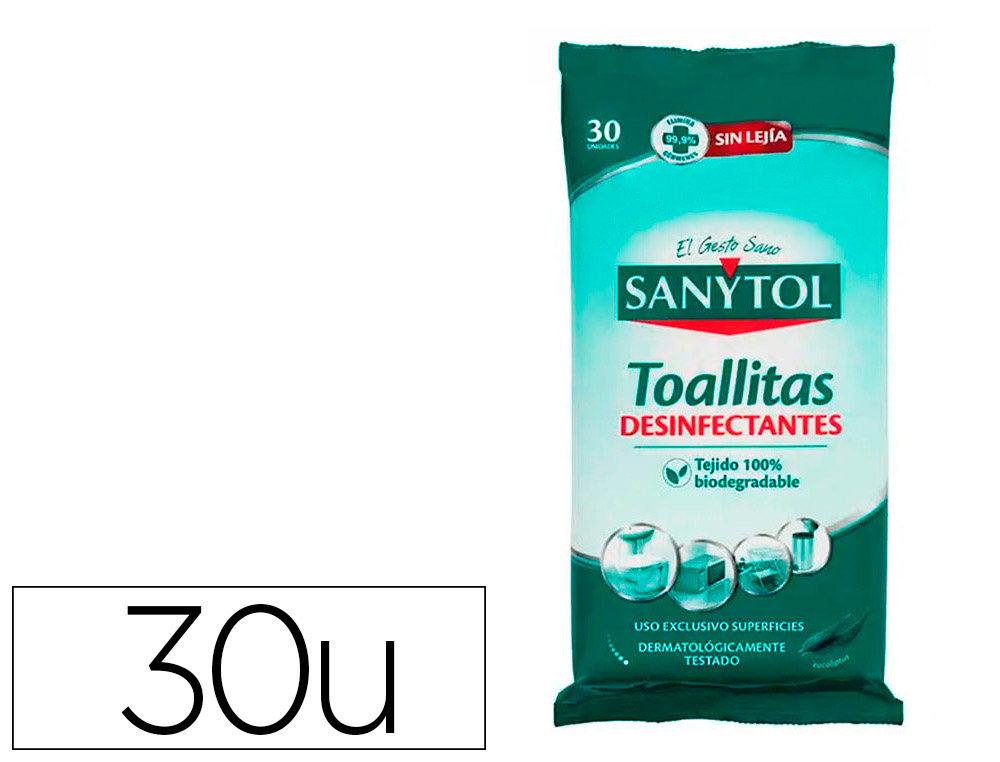 TOALHITA DESINFETANTE SANYTOL BIODEGRADAVEL PACOTE DE 30 UNIDADES