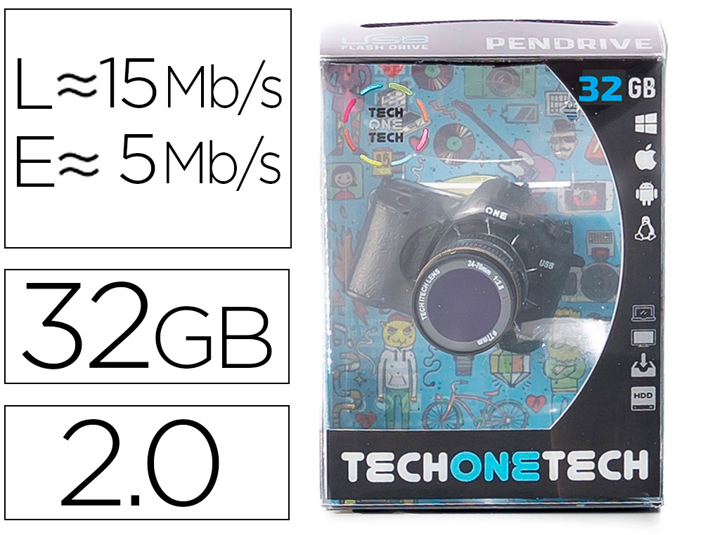 PEN DRIVE USB TECH ONE TECH CAMARA FOTOS THE PERFECT ONE 32 GB