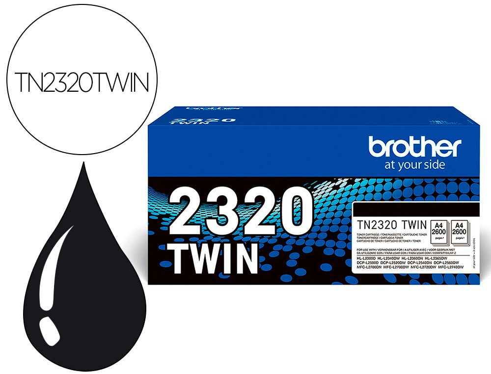 TONER BROTHER TN-2320 DCPL2520DW / 2540D / MFCL2700DW / 2720DW / 2740DW PRETO 2600 PAGINAS PACK 2 UNIDADES