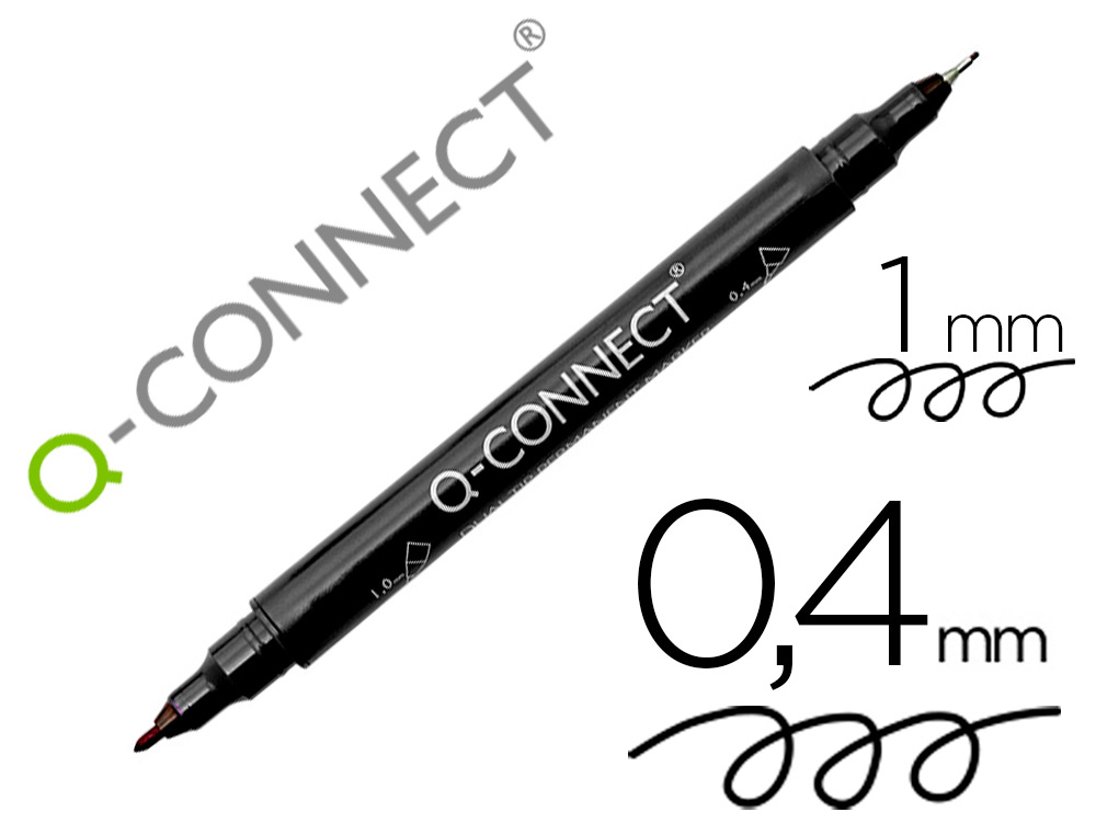 MARCADOR Q-CONNECT MARCADOR PERMANENTE DUPLA PONTA COR PRETO 0,4 MM E 1 MM
