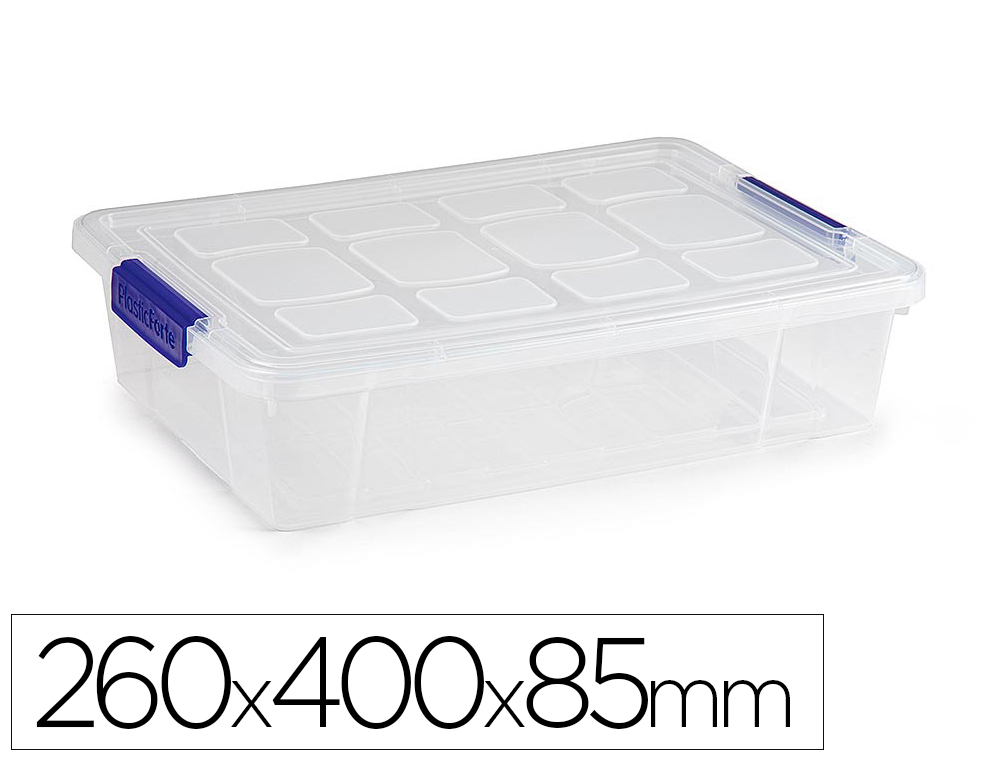 CAIXA DE ARMAZENAGEM PLASTICFORTE 5 LITROS Nº 30 TRANSPARENTE COM TAMPA 260X400X85 MM