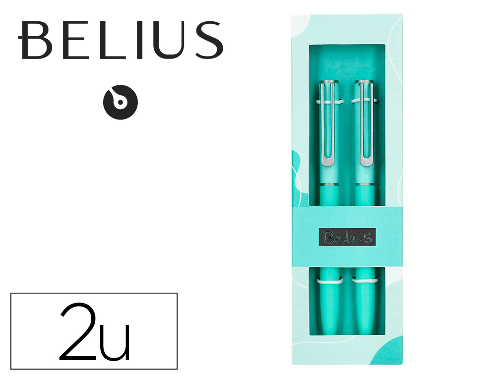ESFEROGRAFICA BELIUS BARI SET COM 2 ESFEROGRAFICAS COR CELESTE PONTA 1 MM TINTA AZUL EM CAIXA DE OFERTA