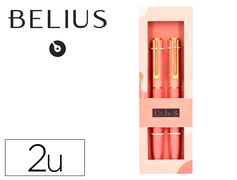 ESFEROGRAFICA BELIUS BARI SET COM 2 ESFEROGRAFICAS COR ROSA PONTA 1 MM TINTA AZUL EM CAIXA DE OFERTA