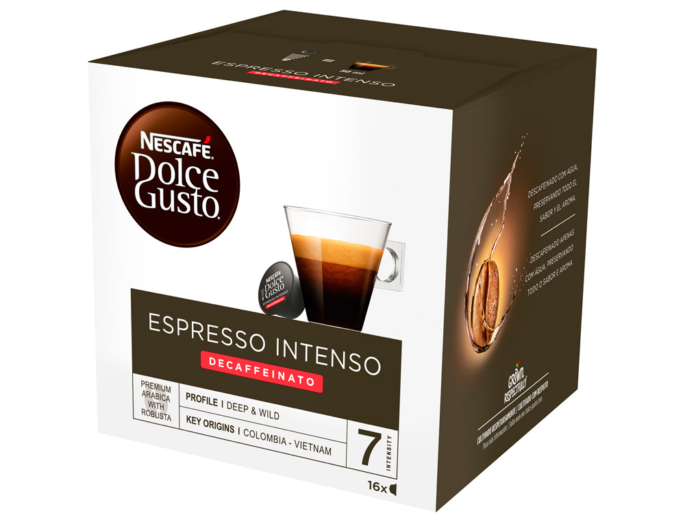 CAFE DOLCE GUSTO ESPRESSO INTENSO DESCAFEINADO INTENSIDADE 7 MONODOSES CAIXA DE 16 UNIDADES