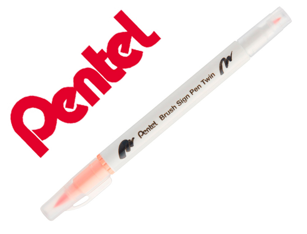 PINCEL PENTEL BRUSH SIGN PEN COM PONTA DUPLA COR LARANJA PALIDO
