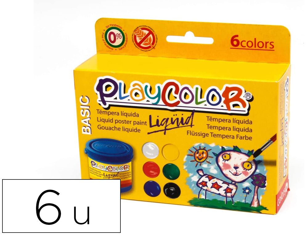 GUACHE LIQUIDO PLAYCOLOR LIQUID BASIC 40 ML CAIXA DE 6 UNIDADES CORES SORTIDAS