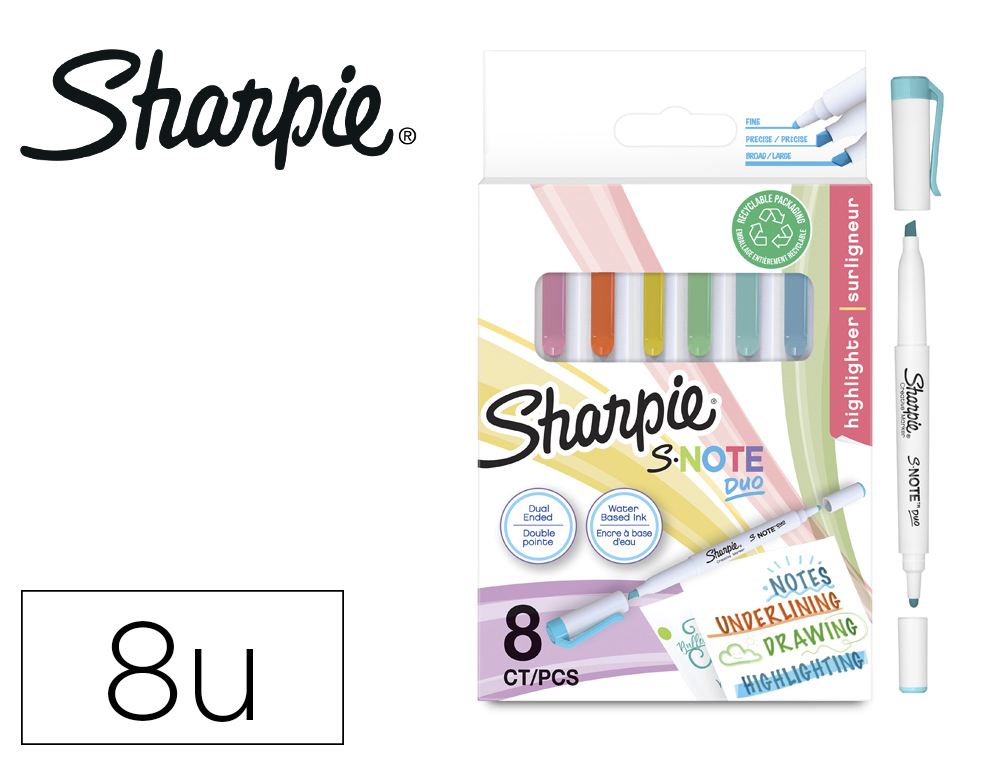 MARCADOR SHARPIE SNOTE DUO ASST BLISTER DE 8 UNIDADES CORES SORTIDAS