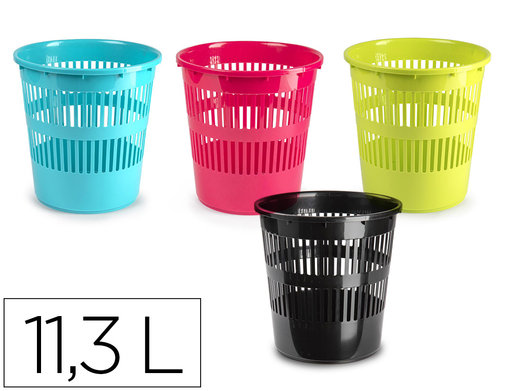 CESTO DE PAPEIS PLASTICO PLASTIFORTE REDONDO CORES SORTIDAS 11,3 L 275X275X280 MM