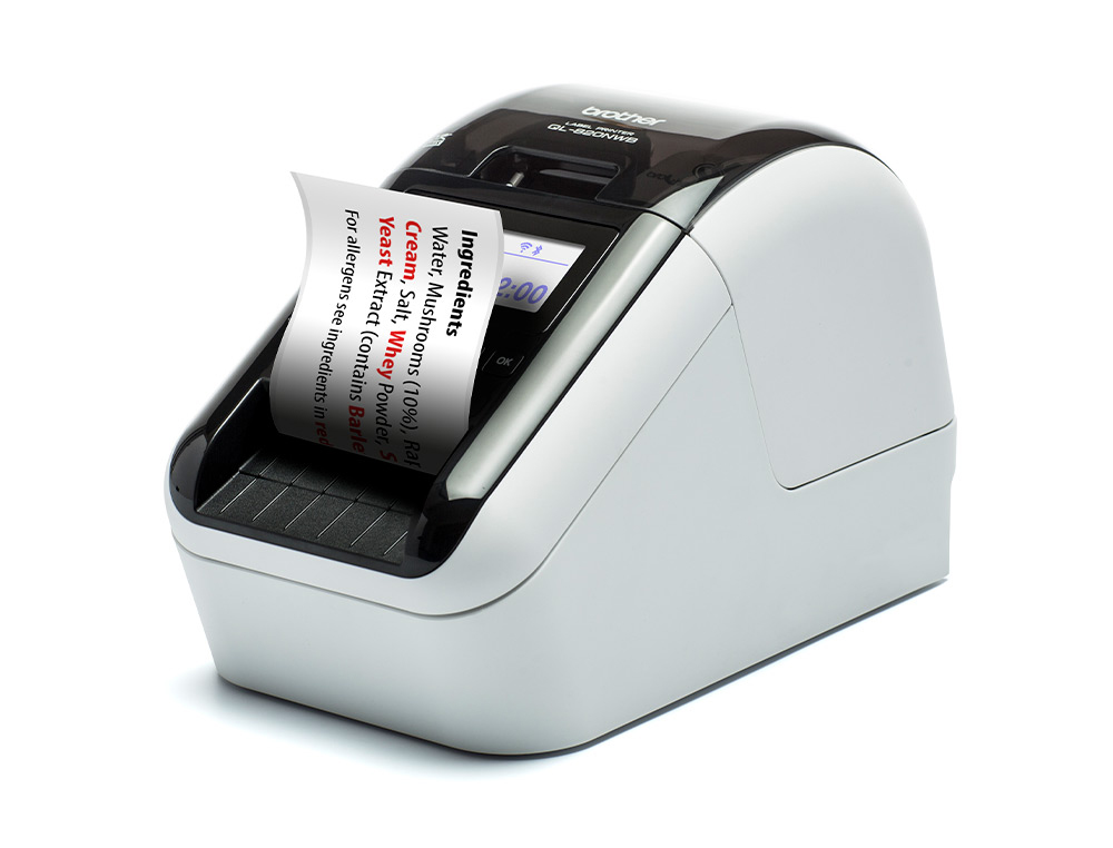 IMPRESSORA DE ETIQUETAS BROTHER QL820NWBC TERMICA BICOLOR VELOCIDADE 176 MM/S LARGURA MAXIMA 6,2 CM USB 2.0 BLUETOOTH