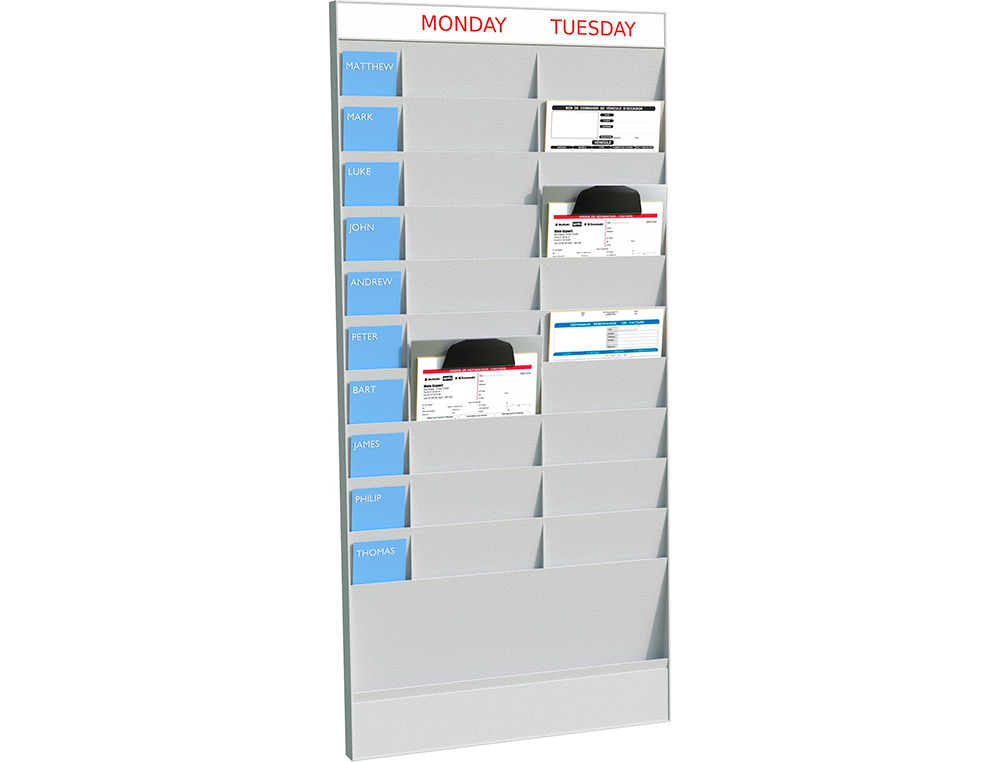 EXPOSITOR DE PAREDE FAST-PAPERFLOW DIN A4 20 DIVISORIAS MODULO BASE COR CINZA