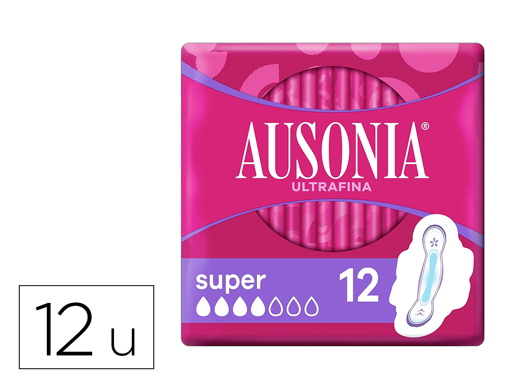 PENSOS HIGIENICOS AUSONIA ULTRAFINOS COM ABAS SUPER PACK DE 12 UNIDADES