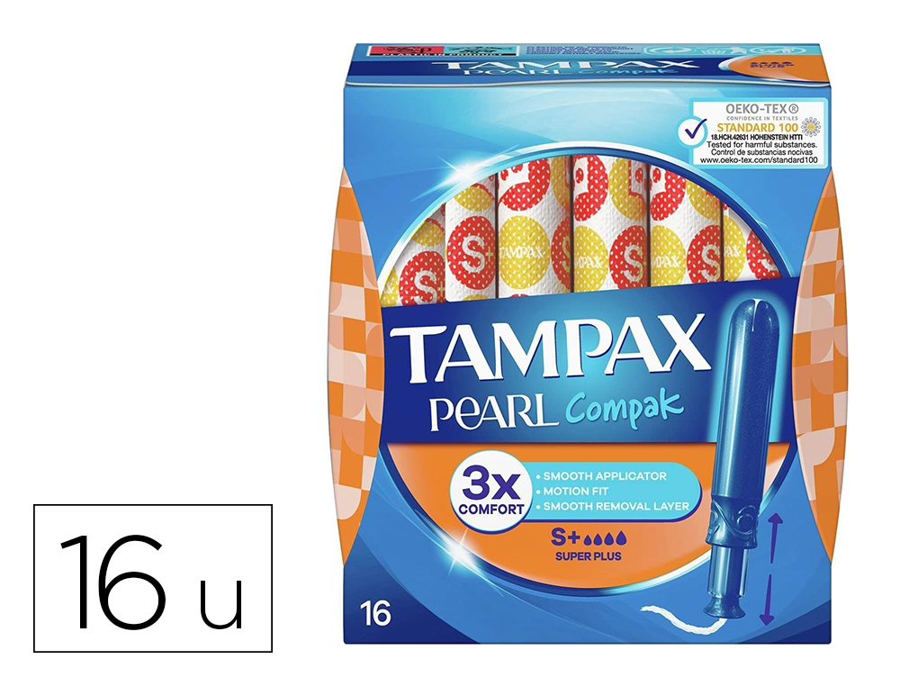 TAMPOES TAMPAX PEARL COMPAK SUPER PLUS CAIXA DE 16 UNIDADES