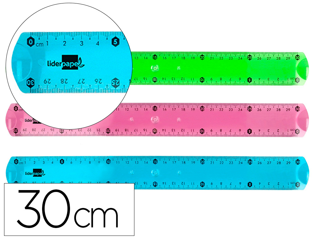 REGUA LIDERPAPEL PLASTICO FLEXIVEL DE 30 CM CORES SORTIDAS