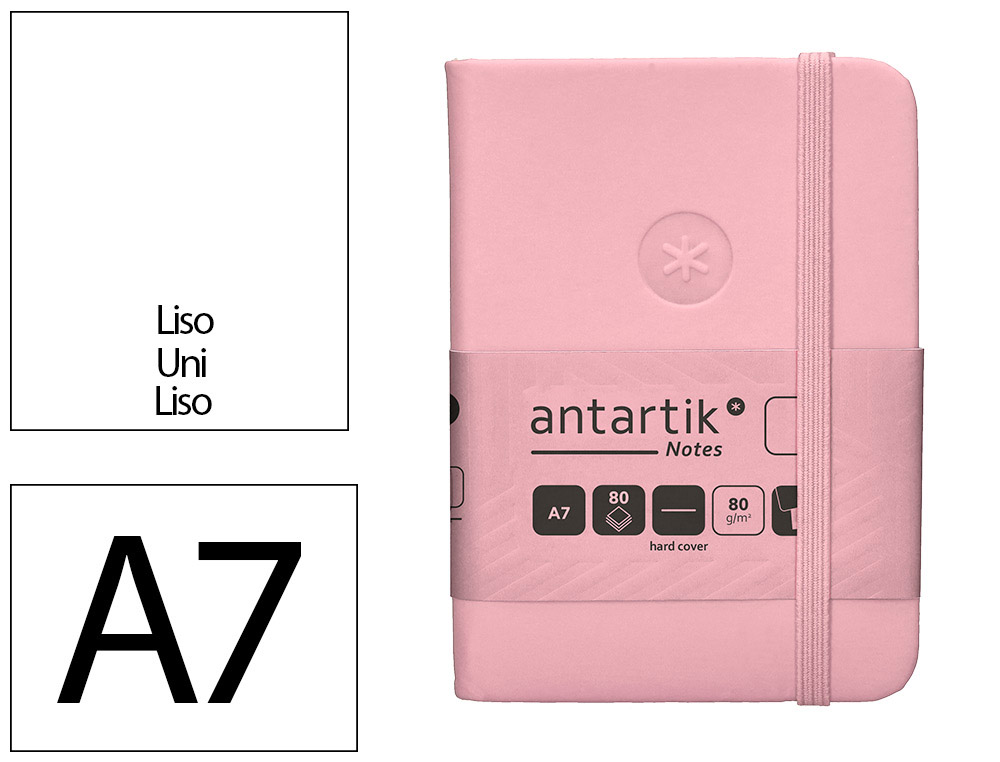 CADERNO COM ELASTICO ANTARTIK NOTES CAPA DURA A7 LISO ROSA PASTEL 80 FOLHAS 80 GR FSC