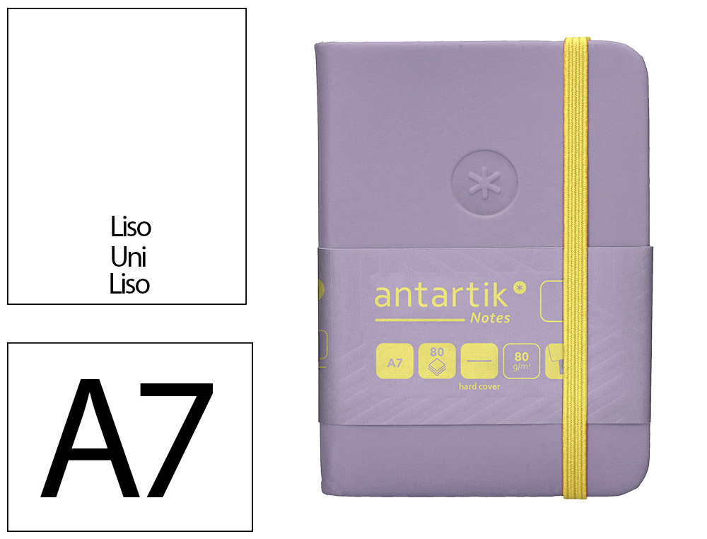 CADERNO COM ELASTICO ANTARTIK NOTES CAPA DURA A7 LISO ROXO E AMARELO 80 FOLHAS 80 GR FSC