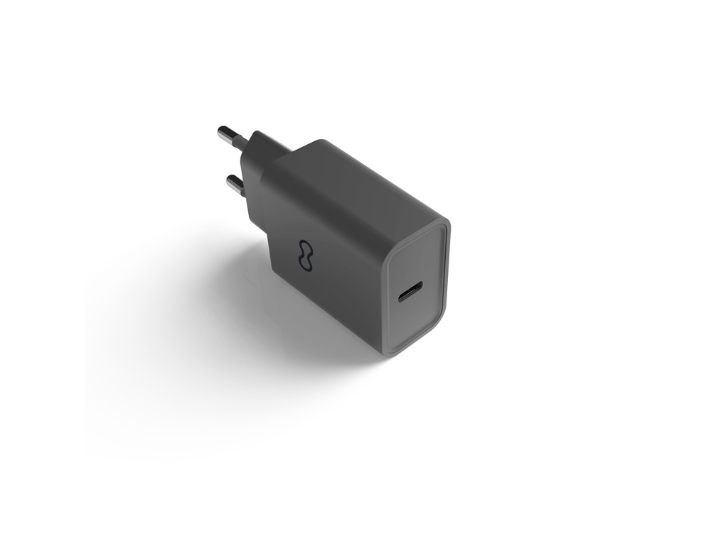 CARREGADOR DE PAREDE GROOVY 1 USB-C 2.0A CARREGAMENTO RAPIDO COR CINZA ESCURO