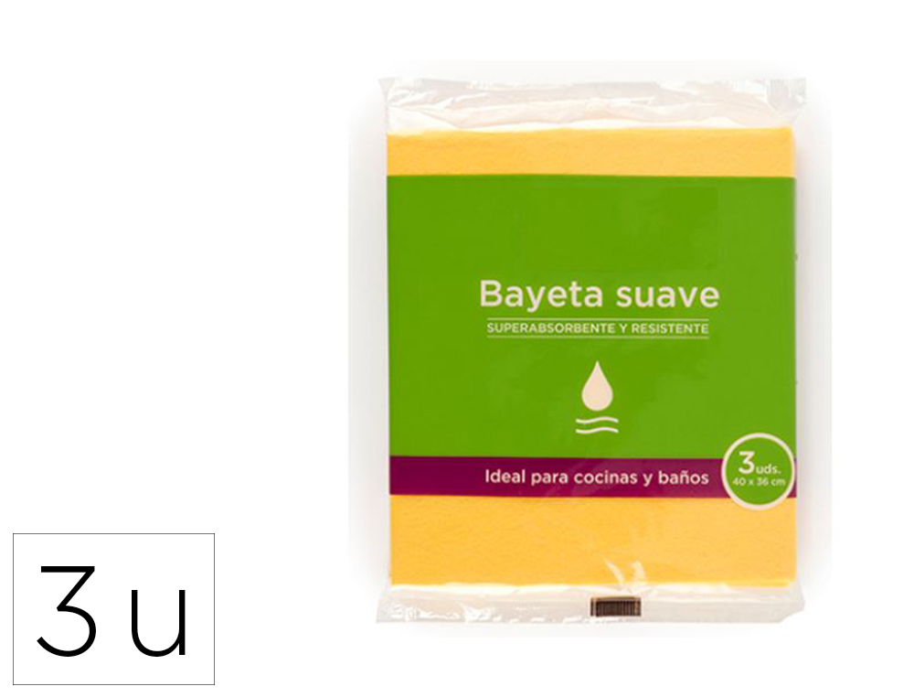 PANO MICROFIBRA SUAVE AMARELO PARA COZINHAS E CASAS DE BANHO 40X36 CM PACK DE 3 UNIDADES