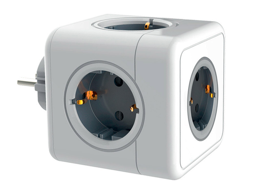 EXTENSAO Q-CONNECT EM CUBO MULTIPLE POWER CUBE 5 EM 1 DIRETO PAREDE 5 TOMADAS DE CORRENTE 75X75X112MM