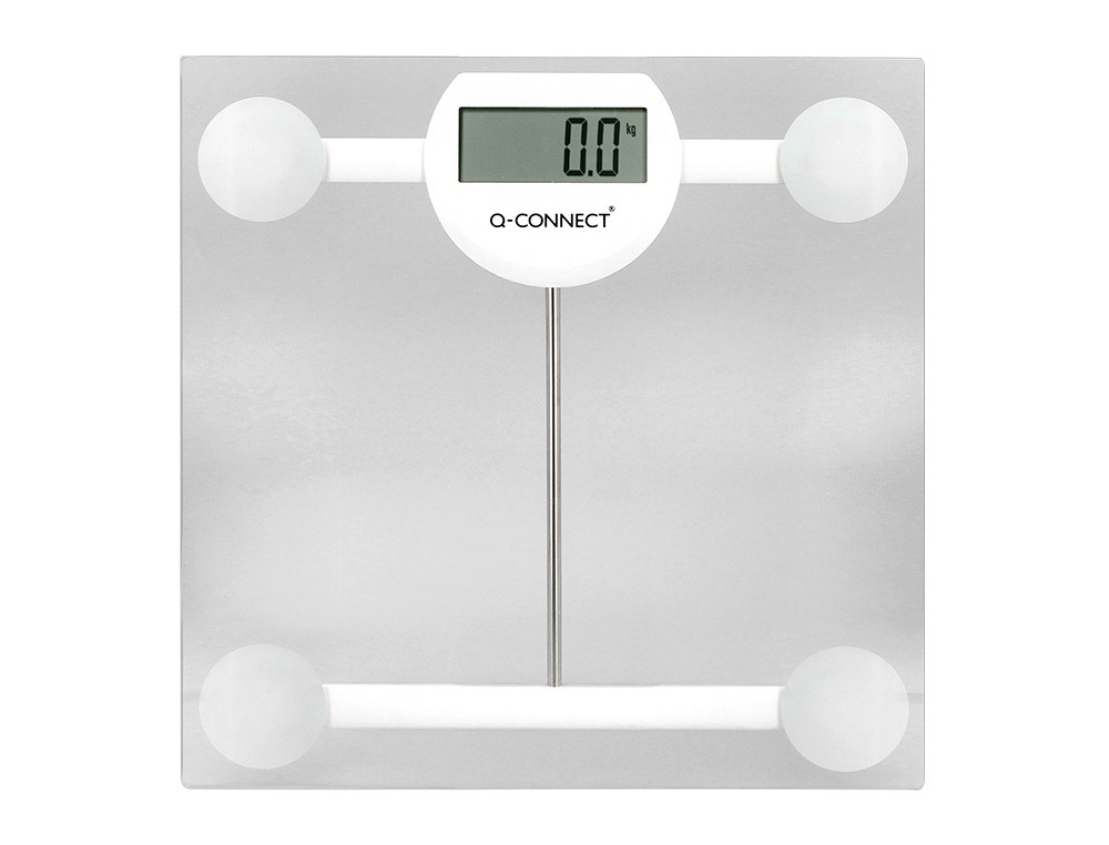 BALANCA CASA DE BANHO Q-CONNECT DIGITAL COM ECRA LCD PRECISAO 100 GR CAPACIDADE DE 5 KG A 180 KG 300X300X22MM
