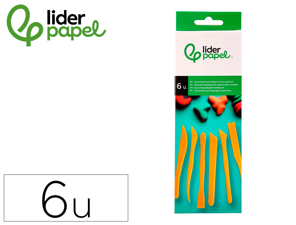 INSTRUMENTOS DE MODELAR LIDERPAPEL PARA ARGILA E PLASTICINA CAIXA DE 6 PECAS
