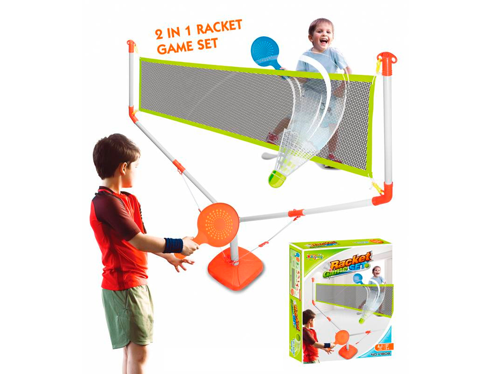 RAQUETES STETRO COM REDE 2 EM 1 TENIS OU BADMINTON +3 ANOS