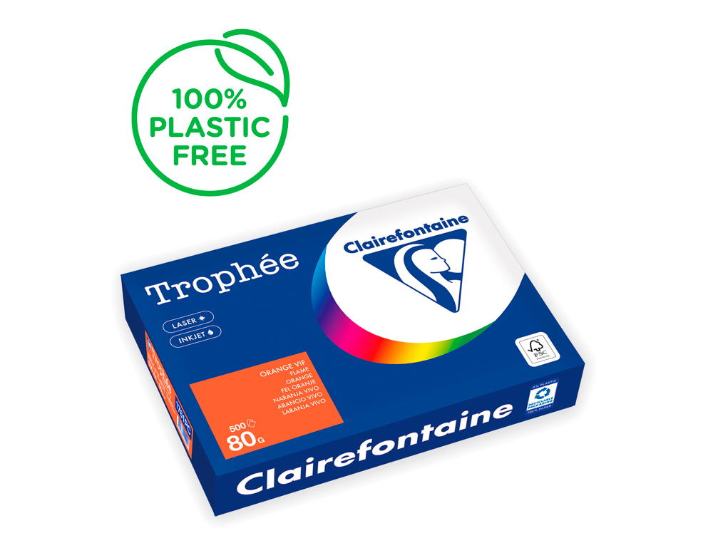 PAPEL COR TROPHEE A4 80 GR LARANJA INTENSO EMBALAGEM DE 500 FOLHAS