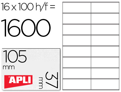 ETIQUETAS ADESIVAS APLI DIN A4 105 X 37 MM