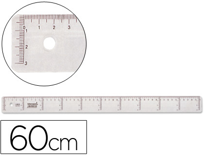 REGUA PLASTICO CRISTAL LIDERPAPEL TRANSPARENTE 60 CM