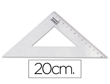 ESQUADRO LIDERPAPEL PLASTICO CRISTAL TRANSPARENTE 20 CM