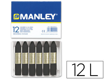 LAPIS DE CERA MANLEY 12 UNIDADES PRETO