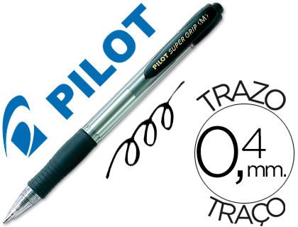 ESFEROGRAFICA PILOT SUPER GRIP PRETO -RETRATIL -COM GRIP-TINTA BASE DE OLEO