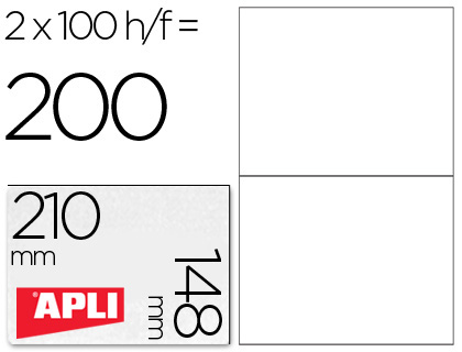 ETIQUETAS ADESIVAS APLI DIN A4 210 X 148 MM