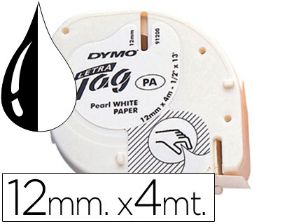 FITA DYMO PAPEL 12MMX4MT -PRETO/BRANCO PARA LETRATAG