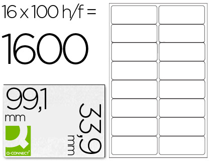 ETIQUETAS ADESIVAS Q-CONNECT DIN A4 99,1 X 33,9 MM
