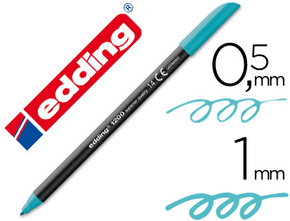 MARCADOR EDDING 1200 PONTA DE FIBRA REDONDA TRACO 1 MM N.14 AZUL TURQUESA
